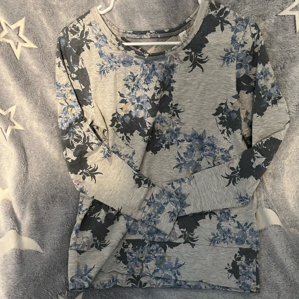 IDEOLOGY Womens Gray Floral Long Sleeve T-Shirt Active Wear Sweater Size Medium - Picture 7 of 9